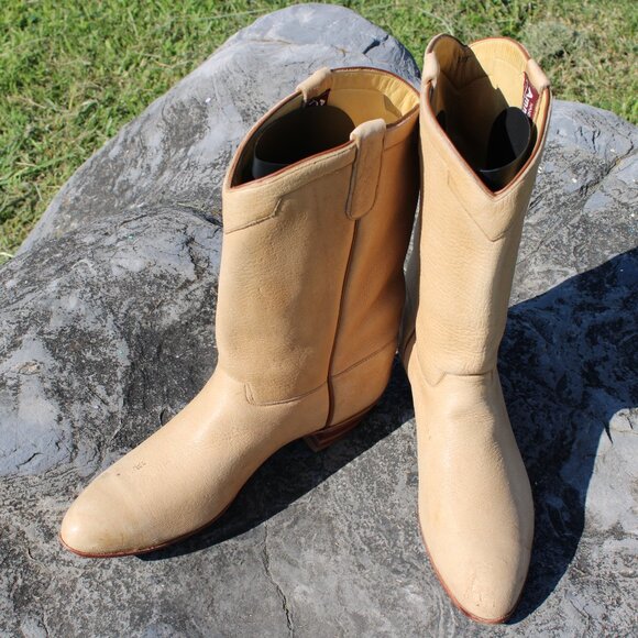 🥿 Rodney Ammons Elk Suede Cowboy Boots | Tan | Men’s 9.5 D | Handmade USA - Picture 7 of 9